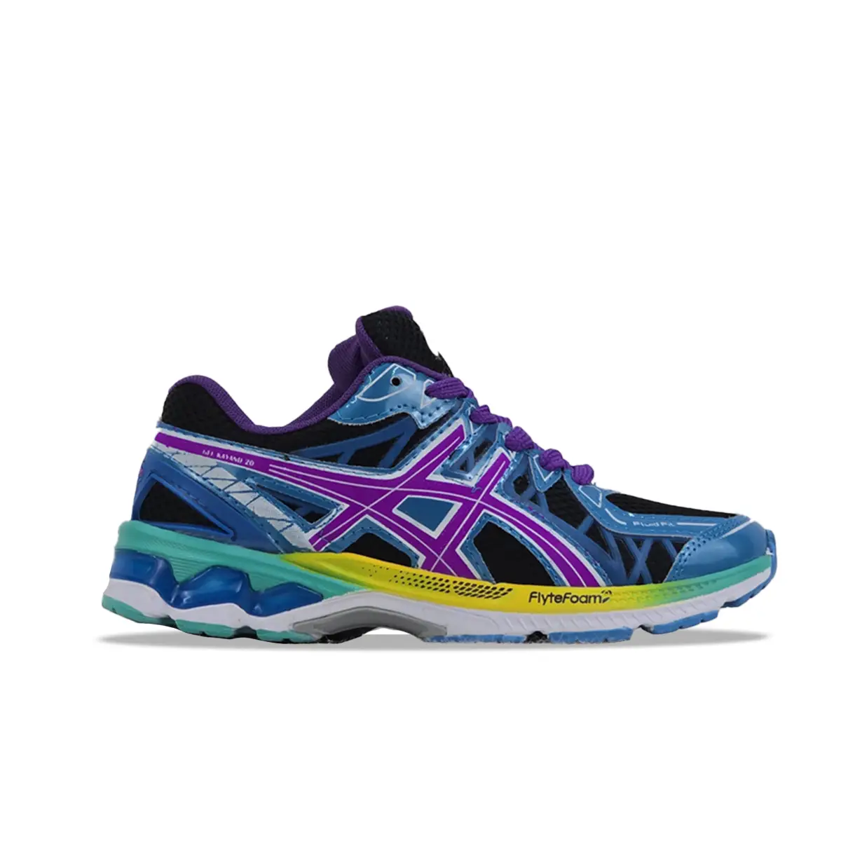 کتونی اسیکس کایانو 20  آبی زرد بنفش